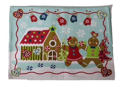 Essential Home Gingerbread House Cookies Mittens Christmas Placemat Set of 2 - Image 1 of 3