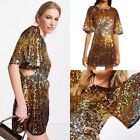 French Connection NWT Estari Sequin Mini Dress in Gold Size 4