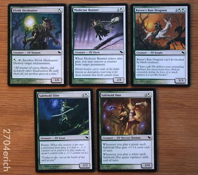 MTG Magic Set 5 Shadowmoor Green / White Elf Creatures Hybrid Mana *NM* Commande - Image 1 of 2