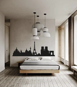 Calcomanía de pared de París, calcomanía del horizonte de París, calcomanía de silueta de París, muro de la ciudad de París - Imagen 1 de 5