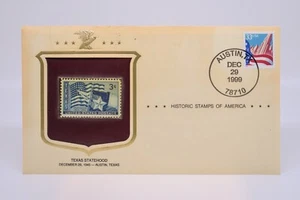 1999 Texas Statehood Replica Stamp & Envelope - USPS Historic Commemorative Gold - Picture 1 of 3