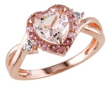 1.20 Carat (ctw) Morganite Heart Ring with Pink Tourmaline Pink Sterling Silver