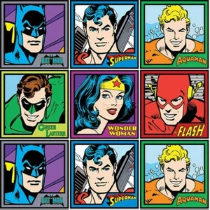 29 Inches Meet The Hero Wonder Woman Batman Superman Flash Aquaman Cotton Fabric - Picture 1 of 2