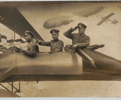 GERMANY WW1 ZEPPELIN Military REAL PHOTO Card IV Battalion Munster 1915 Used XZ7 - Image 1 of 4