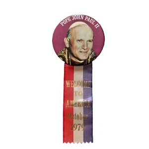 1979 Seine Heiligkeit Papst Johannes Paul II. Willkommen in Amerika 3 Zoll Button Pin Band - Bild 1 von 4