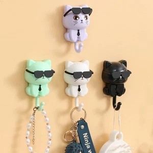 Decorative Sunglasses Cat Hooks Plastic Key Hangers Sticky Hooks Dormitory - Picture 1 of 16