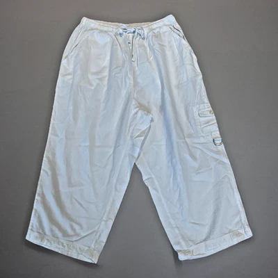 Dress Barn Cargo Cropped Pants Capri Size 1X White 100% Cotton Pull On Beachy - Image 1 of 4