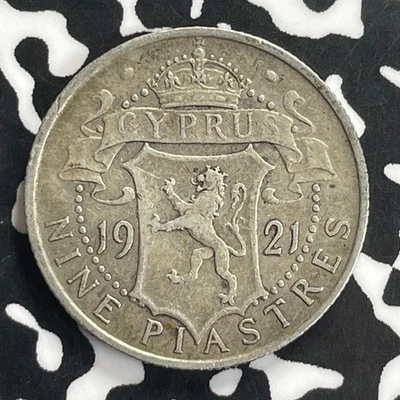 1921 Cyprus 9 Piastres Lot#C0175 Silver! - Image 1 of 2
