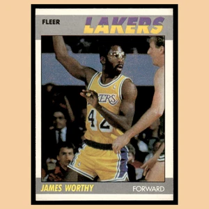 James Worthy #130 1987 Fleer Los Angeles Lakers Basketball Card NBA NM - Picture 1 of 4