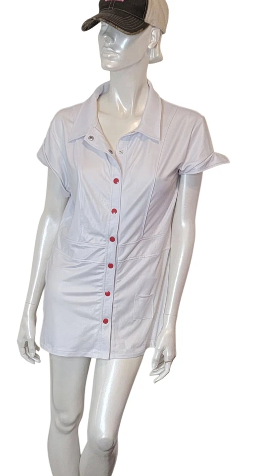 Baci Lingerie Sexy Nurse Sleepshirt Top Buttons Retro Style QS but 12-14 Actual - Image 1 of 4