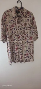 M&S St Michael Vintage 100% Silk Short Sleeve Shirt Elephant M Chest 38 - 40" - Picture 1 of 13