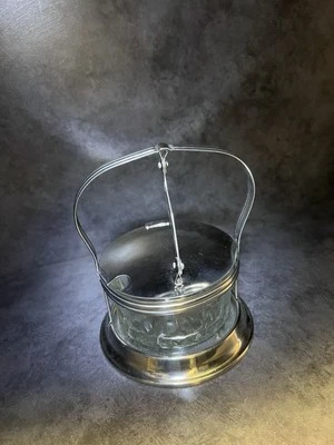 Juego de mermelada/azúcar universal vintage de acero inoxidable y cuenco de vidrio  Foto 1 de 2