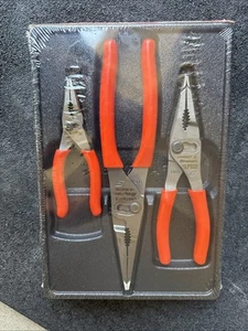 For Snap On Tools PL3LNSJCF ORANGE 3pc Soft Grip Long Nose Slip Joint Pliers Set - Picture 1 of 8