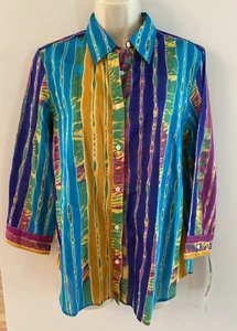 Vintage Lauren Ralph Lauren Multicolor Blouse Button Shirt Sz M/L Lightweight - Picture 1 of 12