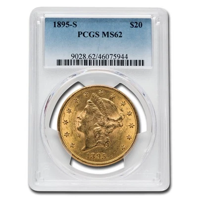 Золотой двойной орел 1895-S $20 Liberty MS-62 PCGS - Изображение 1 из 3