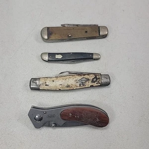 LOT OF 4 FOLDING POCKET KNIVES KNIFE LOT REMINGTON SHEFFIELD IMPERIAL SCHRADE - Picture 1 of 24
