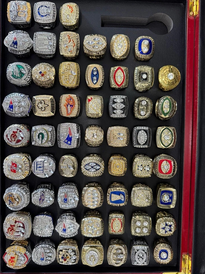 NFL Réplica Super Bowl Anillos 1-58 Incluye Estuche Completo Y Trofeo Super Bowl Nuevo Foto 1 de 4