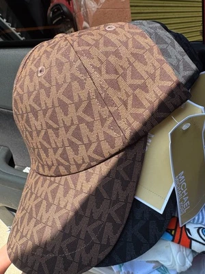 Michael Kors Unisex Signature MK logo Baseball Hat Brown - Image 1 of 2