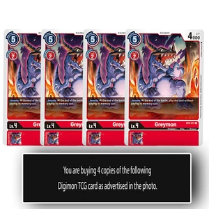 Greymon - BT3-011 U - Uncommon Digimon TCG Card Playset Red - Picture 1 of 1