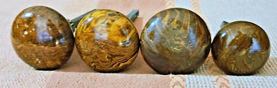4 Brown Bennington Porcelain Door Knobs 3 (2.5")  1 (2")    all with shafts - Image 1 of 3