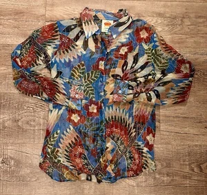 Farm Rio Floral Semi-Sheer Button Down Blouse XS - Picture 1 of 5
