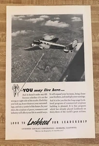 Pubblicità Aereo Aviazione Lockheed National Geographic 1940 - Foto 1 di 2