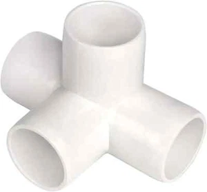 3/4" Furniture Grade 4-Way Side Outlet Tee PVC Fitting - 8 Pack - Picture 1 of 1