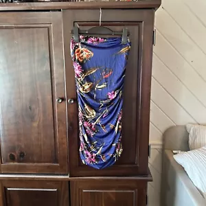 Costa Blanca XS Blue Ruched Strapless Mini Dress - Picture 1 of 8