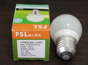 FSL LED 220V~50Hz E27 3W 6500K withe light 15000hours  bulb no lightning lamp  - Picture 1 of 4
