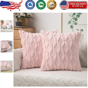 Breathable Decorative Throw Pillow Covers - Set of 2 in Light Pink, 18x18 Inch - Picture 1 of 11