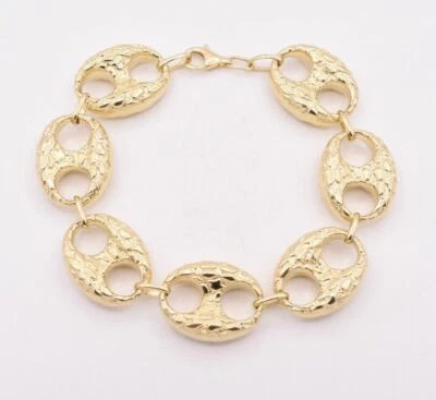 19mm Puffed Mariner Anchor Textured Chain Bracelet Real 10K Yellow Gold - Image 1 of 4