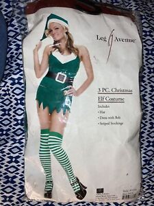 New Christmas Elf Women's Sz: M-L Leg Avenue 3 Piece Santa Claus Elf Set Costume