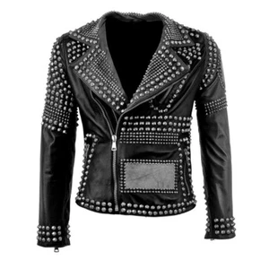 Chaqueta de cuero negra hecha a mano Rock Steam Punk estilo emo para mujer - Imagen 1 de 3