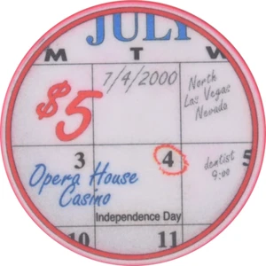 Opera House Casino N. Las Vegas Nevada $5 4th of July Chip 2000 - Picture 1 of 2