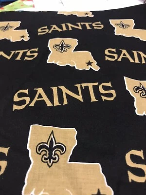 New Orleans Saints Football Fabric 6" x 58" 2 Pcs LA Outline Cotton Quilting F54 - Image 1 of 4