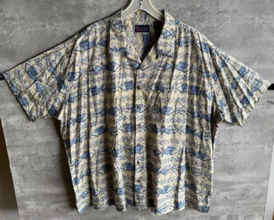 Vintage 1990s Harbor Bay Cotton Sport Fish Hawaiian Shirt Size 5XB - Image 1 of 4