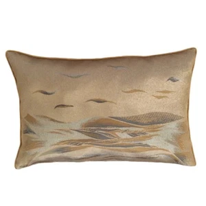 Gold/Silver Queen Size Jacquard Satin Silver Effect Waves Pillow/Cushion Cover - Picture 1 of 4