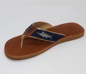 OCEAN RIDER men's Original Classic LEATHER marlin Flip Flop NEW made in the USA - Picture 1 of 5