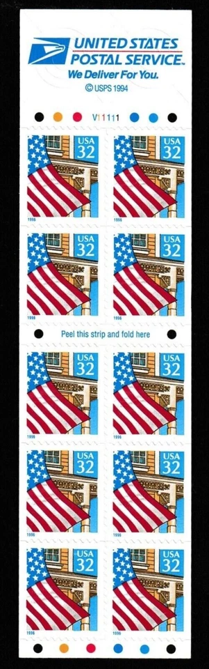 US, #2920De Flag over Porch Unfolded Booklet Plate V11111  MNH Perfect!!! - Image 1 of 1
