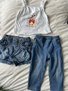 Baby girl bundle. Shorts, jeans, top size 9-12 months - Picture 1 of 7