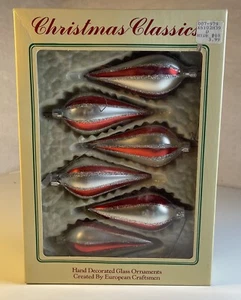 Vintage Natale Classici Decorati a Mano Vetro Ornamenti Europei Artigianali in Scatola 6 - Foto 1 di 7