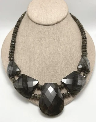 Collar con cuentas estilo babero de labradorita gris plata esterlina JAY KING - NUEVO CON ETIQUETAS Foto 1 de 4