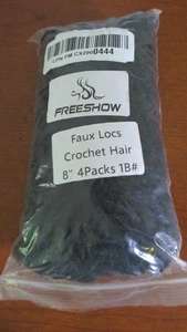 FREESHOW 4er Pack schwarze FAUX LOCS GEHÄKELTE 8" HAARVERLÄNGERUNGEN ~ NEU - Bild 1 von 6