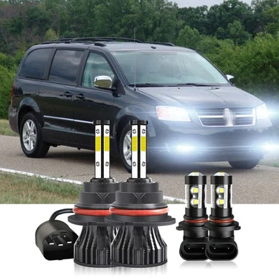 For 2001-2007 Dodge Grand Caravan 4X LED Headlight Bulbs Hi/Lo + Fog Light 6000K - Image 1 of 4
