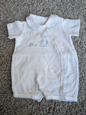 Vintage Bright Future 3-6 Month Romper White Teddy Bear Sailboat Foto 1 de 4