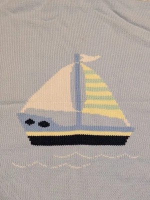 Baby Gap белый желтый вязаный свитер одеяло морской кит хлопок 28 «X 30» - Изображение 1 из 4