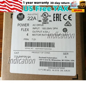 New Factory Sealed AB 22A-B4P5N104 PowerFlex 4 240V 3P 1HP AC Drive US Free Tax - Picture 1 of 5