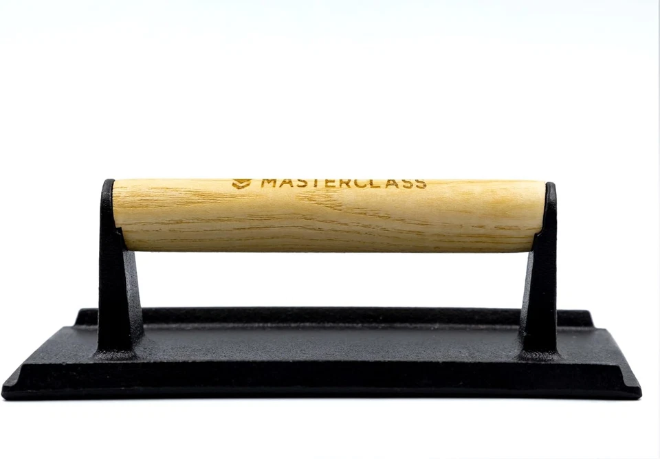 MasterClass Cast Iron Grill Press, Heavy-Duty Steak Weight with Wooden...  - Image 1 of 4