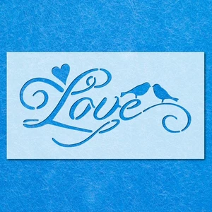 Love Quote Dove Heart Word Stencil: Mylar Airbrush Wall Art Painting Crafts - Picture 1 of 11