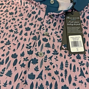 Greyson Men’s XL Polo Pink Magical Ferns Golf Performance Athletic Shirt NWT - Picture 1 of 8